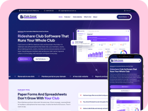 Club Cover rideshare club software website on desktop and phone