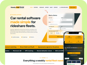 Weekly Car Rental Software website on desktop and phone