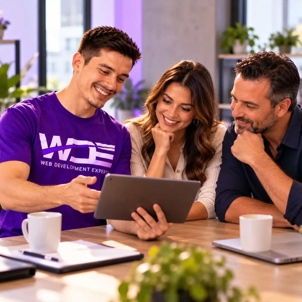 Web Development Experts consultant walking two business partners through their options
