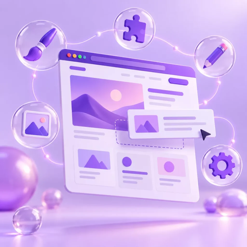 WordPress page being built from content blocks